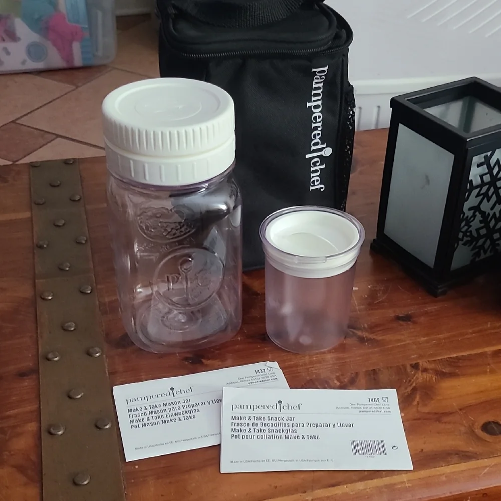Pampered Chef Make & Take Mason Jar w/ Snack Jar And Bag - Picture 1 of 14